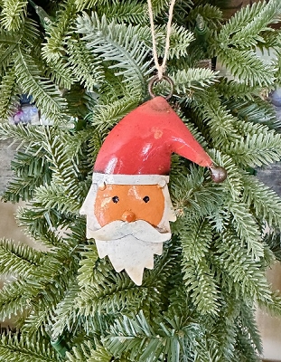Santa Ornament Recycled Metal Art 3